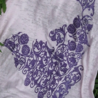 *~CLOSE-UP~Pink Burnout with Purple Botanical Design