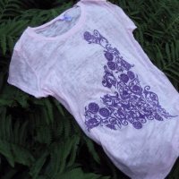 Pink Burnout with Purple Botanical Design~See Close-Up*~