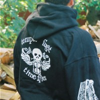 “Coffin” design is printed on both sleeves.