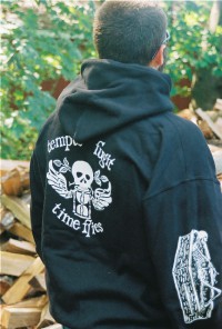 “Coffin” design is printed on both sleeves.